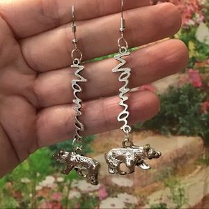 Silver 925 mama bear earrings handmade charms new